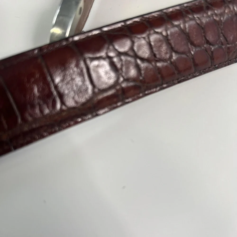 Trafalgar Belt Mens 32 Brown Croc Embossed Leather Western Dress Buckle USA